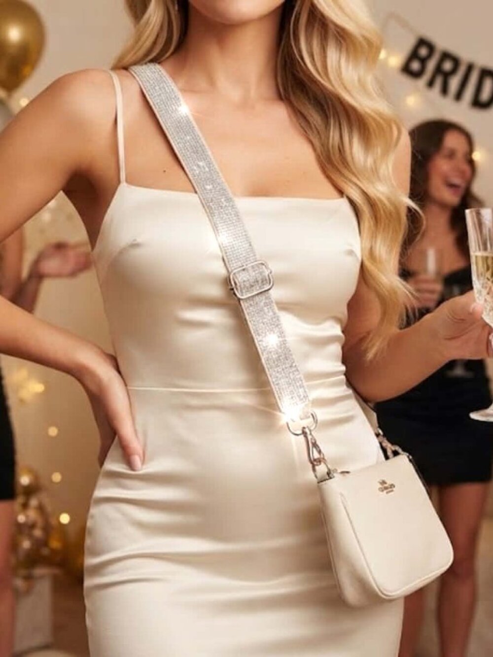 Ivory Rhinestone Crossbody Purse Strap; Bridal Gift Idea